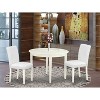 Round Dining Table Set 3pc - 42" Table & 2 Parsons Chairs - White PU Leather - Modern Elegance - 2 of 4