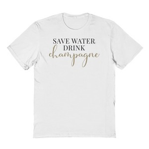Rerun Island Men's Save Water Drink Champagne Short Sleeve Graphic Cotton T-Shirt - 1 of 1