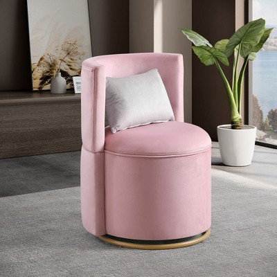 Swivel Accent Chair With Storage Velvet Round Barrel Chair With Metal Base Swivel Lounge Club Chair For Living Room