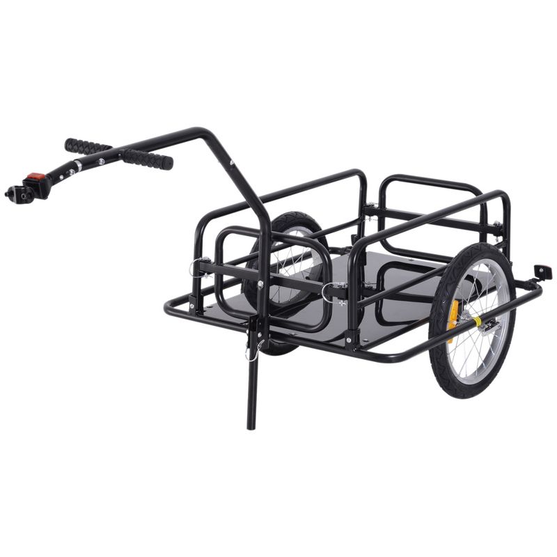 Aosom Foldable Bike Cargo Trailer Cart with Hitch, 88 lbs. Capacity, 16' Wheels, Black, 5 of 10