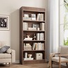 71" Farmhouse Bookcase w/Double Fluted Design, 5 Tier Tall Bookshelf with Wooden Base, Wooden Bookshelf - 2 of 4