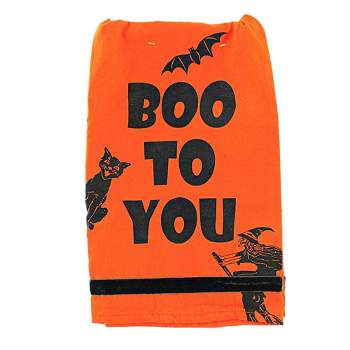 Decorative Towel Boo to You Black Cat Witch Halloween 100% Cotton Kitchen 101876 28.0 Inch Boo To You Halloween 100% Cotton Kitchen Kitchen Towel