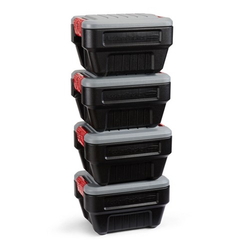 Rubbermaid 8 Gallon Action Packer Lockable Latch Indoor and Outdoor Storage  Box Container, Black (4 Pack)