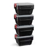 Rubbermaid 8 Gallon Action Packer Lockable Latch Indoor and Outdoor Storage Box Container, Black (4 Pack)