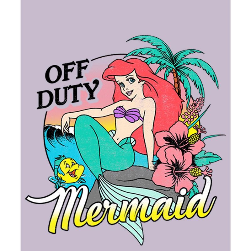 Juniors Womens The Little Mermaid Off Duty ArielCrop T-Shirt, 2 of 5