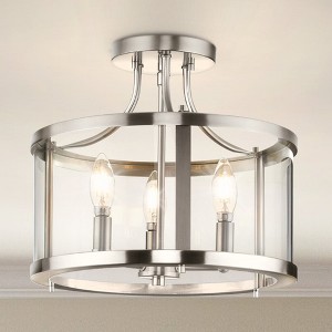 Urban Ambiance Luxury Modern Farmhouse Indoor Ceiling Light,  12-1/8''H x 13"W x 13''D,  Brushed Nickel Finish, UHP4591 - 1 of 4