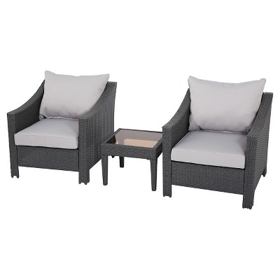 Antibes Gray Wicker Outdoor Chat Set with Cushions