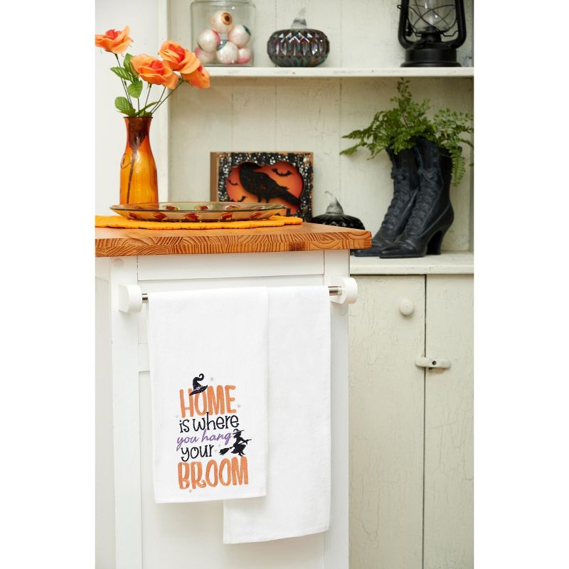 C&F Home Home is Where You Hang Your Broom Cotton Embroidered Halloween Flour Sack Kitchen Dishtowel, 3 of 5