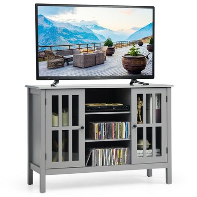 Costway Wood TV Stand Entertainment Media Center Console for TV's up to 50'' Grey
