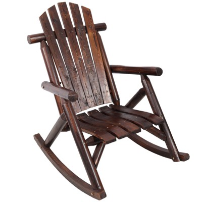 VisioGear Wooden Porch Rocker Chair, Patio Rockers for Outside, Garden, Brown, 26"*39.3"*38"