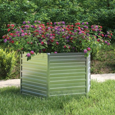 vidaXL Garden Raised Bed 50.8"x30.3" Galvanized Steel Silver