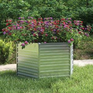 vidaXL Garden Raised Bed 50.8"x30.3" Galvanized Steel Silver - 1 of 4