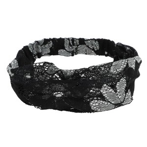 Unique Bargains Women's Eight-leaf Flower Lace Wide Headband 1 Pc - 1 of 4