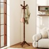 Costway Solid Rubber Wood Coat Rack with 3 Adjustable Heights and 11 Hooks for Hallway Black/Brown/Natural - 2 of 4