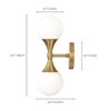 Rennnsan Fravelle 14" H Hardwired 2 - Light Double Globe Milk Glass Mid-Century Modern Dimmable Wall Sconce in Gold - 3 of 4