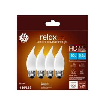 GE 4pk 5.5W 60W Equivalent Relax LED HD Decorative Light Bulbs Soft White