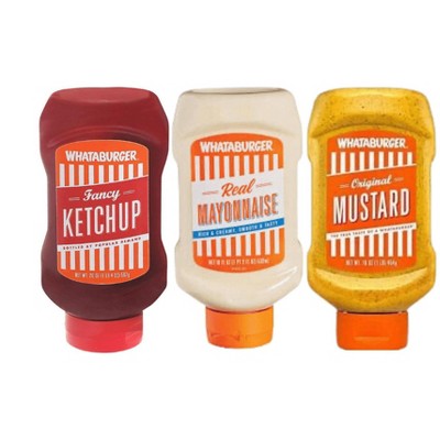 Whataburger Fancy Ketchup, Mustard, Mayo (1 of Each)