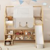 Twin/Full Size Loft Bed with House-shaped Frame, Tent and Storage Shelves, Natural/White-ModernLuxe - image 2 of 4