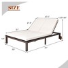 Costway 2-Person Patio Rattan Chair Recliner Adjustable Cushioned W/Wheel - 3 of 4