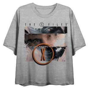 The X-Files War Of The Coprophages Crew Neck Short Sleeve Gray Heather Women's Crop Top - 1 of 3