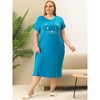 Agnes Orinda Women's Plus Size Cute Cat Print Short Sleeve with Pockets Nightgowns - 3 of 4