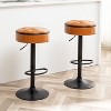 TiramisuBest Set of 2 Adjustable Swivel Bar Stools with Storage, Khaki Faux Leather, 360° Armless Counter Chairs with Metal Base - 2 of 4