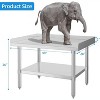 Commercial Stainless Steel Prep Table, 28"x48" Heavy Duty Work Table, Adjustable Undershelf & Side Risers, for Restaurant Kitchen, Food Service - 3 of 4