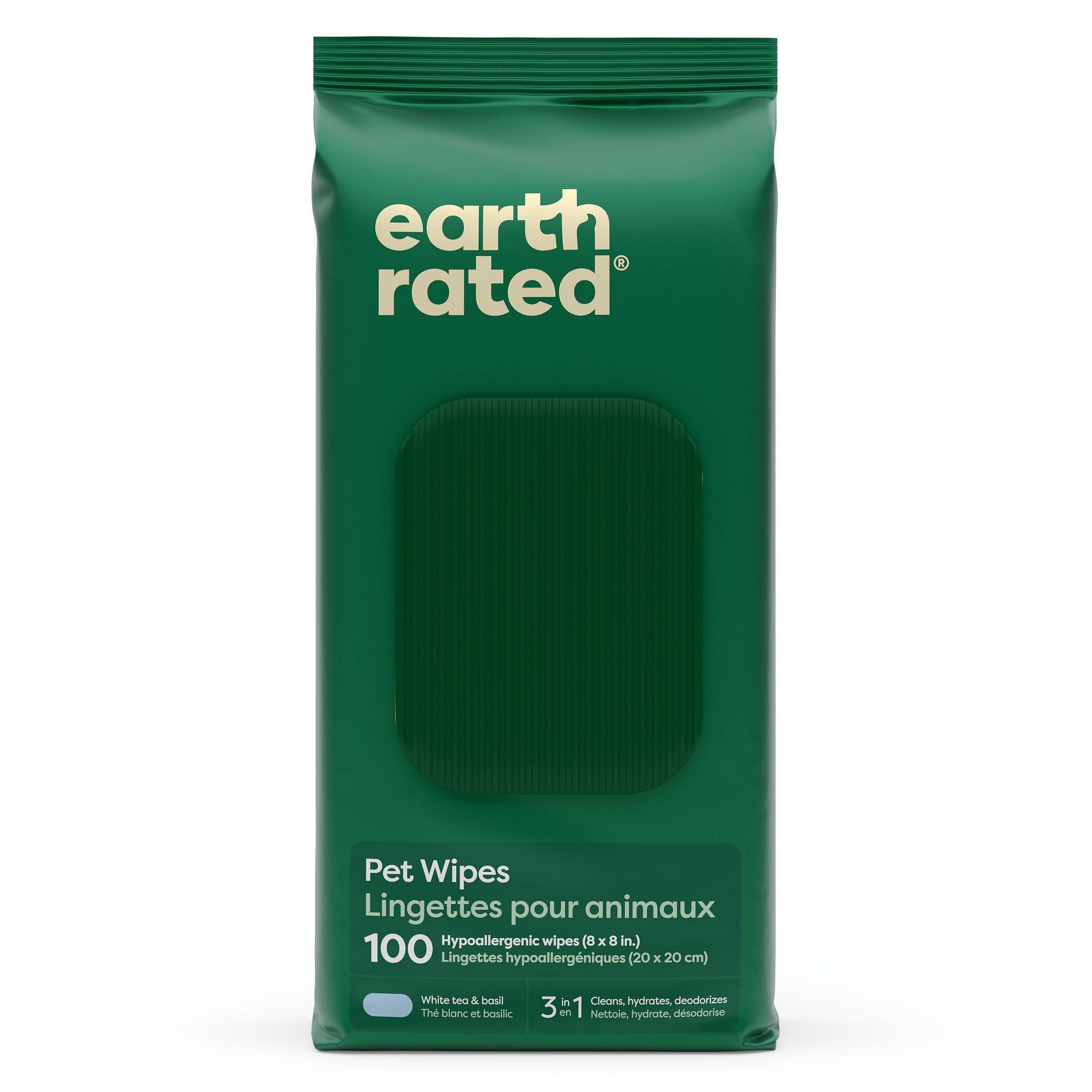 Earth Rated White Tea & Basil Dog Pet Wipes - 100ct