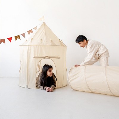 Beige Recycled Fabric Castle Play Tent for Toddlers