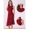 Allegra K Women's Sleeveless Lace Cocktail Asymmetric Hem Fishtail Ruffles Dresses - 2 of 4