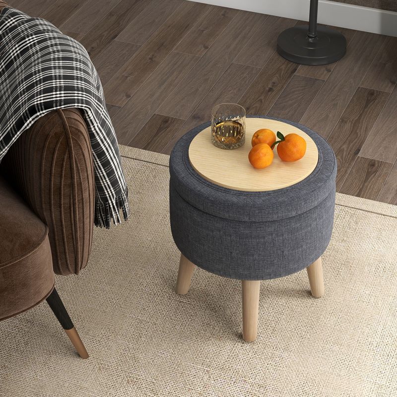 Costway Round Storage Ottoman Accent Storage Footstool with Tray for Living Room Bedroom, 5 of 13