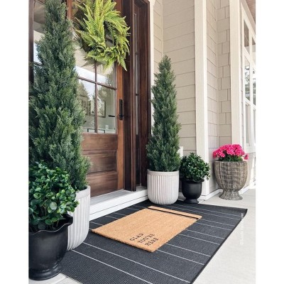 Red Geranium Artificial Plant in Green Metal Planter