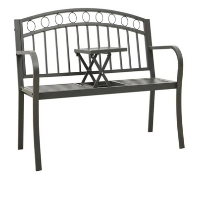 Patio Bench with a Table 49.2" Steel Gray