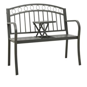 Patio Bench with a Table 49.2" Steel Gray - 1 of 4