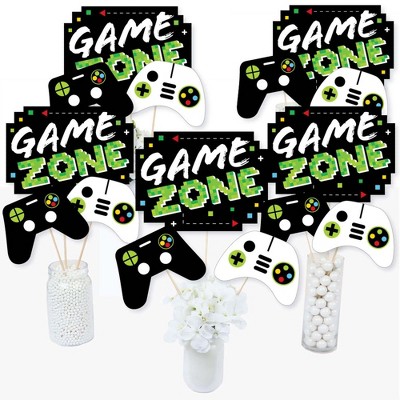 Big Dot of Happiness Game Zone - Pixel Video Game Party or Birthday Party Centerpiece Sticks - Table Toppers - Set of 15