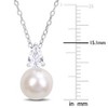 EVERLY JEWELRY | Sterling Silver 8.5-9mm White Cultured Freshwater Pearl and 5/8ct TGW Created White Sapphire Solitaire Pendant with Chain, 18" - 3 of 4