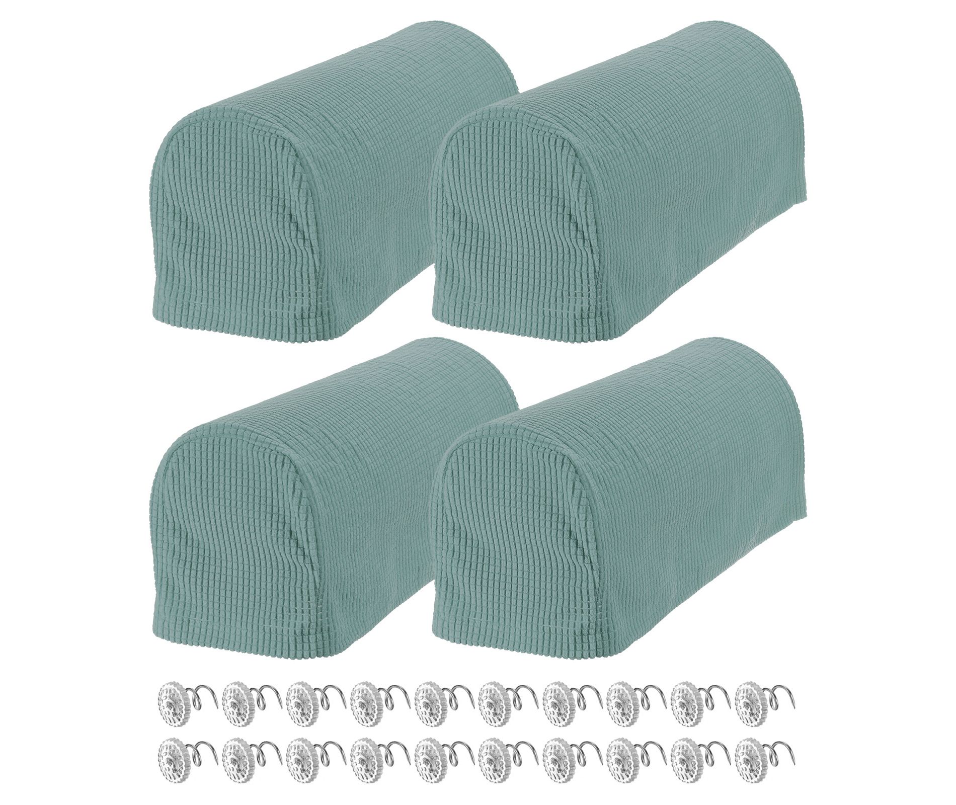 Unique Bargains Stretchy Anti-Slip Sofa Couch Armchair Covers with Pins 4 Pcs Light Blue