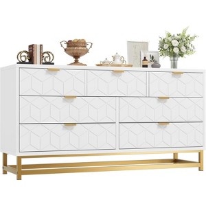 Garvee 7-Drawer white Dresser with Gold Metal Legs and Handles, 53.5" Wide Modern Painted Wood Chest for Bedroom Living Room Entryway - 1 of 4