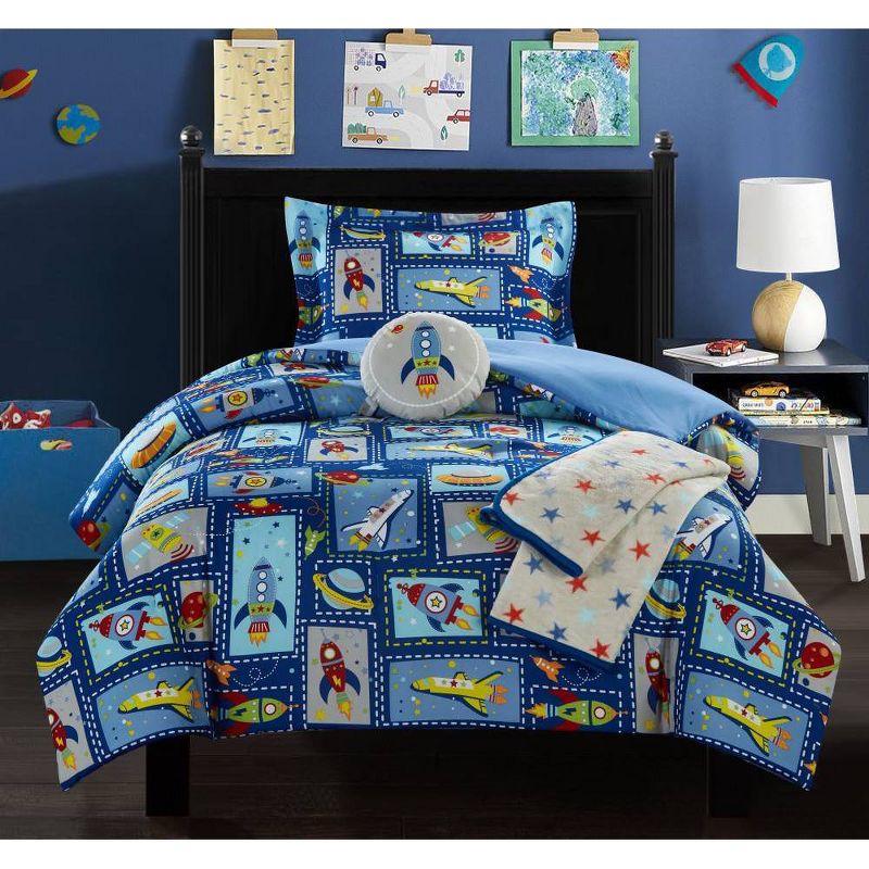 5pc Full Booster Kids&#39; Comforter Set Blue - Chic Home Design, 1 of 6