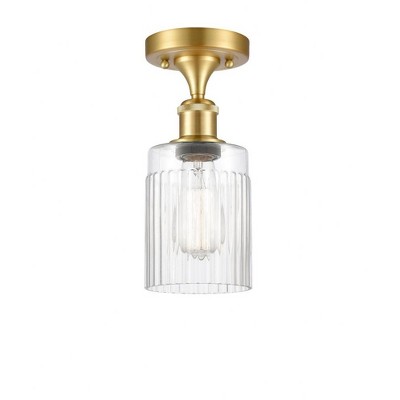 Hadley - 1 Light Semi-Flush Mount In Art Deco Style-13 Inches Tall and 4.5 Inches Wide