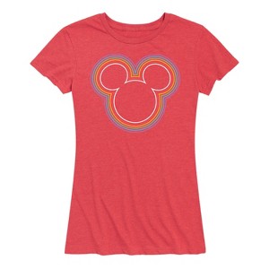Women's - Disney - Rainbow Outline Mickey Silhouette Short Sleeve Graphic T-Shirt - 1 of 4