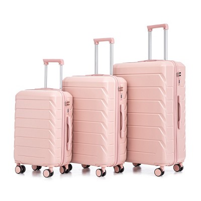 3 Piece Luggage Set,20"24"28" ABS Spinner Wheel Luggage With Combination Lock,Carry On Suitcase And Checked Luggage-Cuddlewood