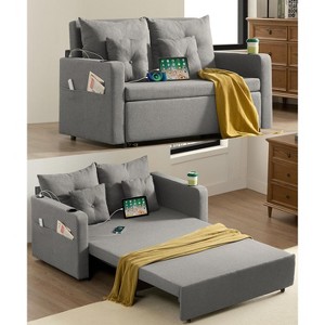 Gericco 56" Sofa Bed,  3 in 1 Convertible Full Size Loveseat Sleeper Sofa Couch Bed, Sleeper Sofa Bed, Comfy Pull Out Sofa Bed - 1 of 4