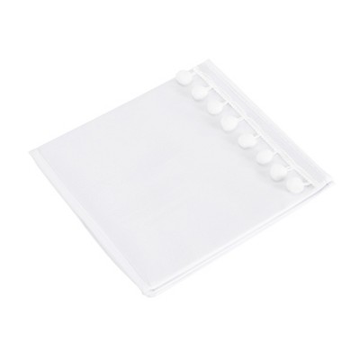 White Fabric Foldable Storage Bins with Pom Pom Trim, Set of 2