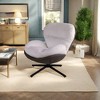 VYNXARIA 360 Swivel Office Chair,Modern Chenille Chair with Faux Leather and Black Metal Base Frame,No Wheels,Accent Chair for Small Spaces,White - 3 of 4
