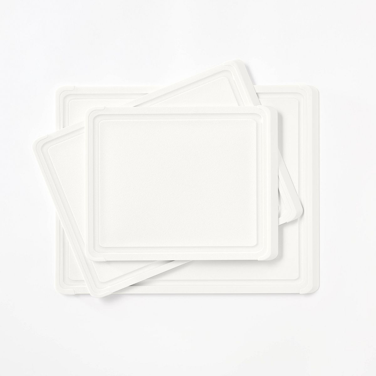 3pc Nonslip Recycled Poly Cutting Board Set Vintage Cream - Figmint™: Plastic, Dishwasher-Safe, Juice Canal