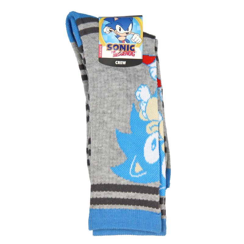 Sega Sonic The Hedgehog Supersonic Speed Novelty Crew Socks Two Pack Grey, 4 of 5