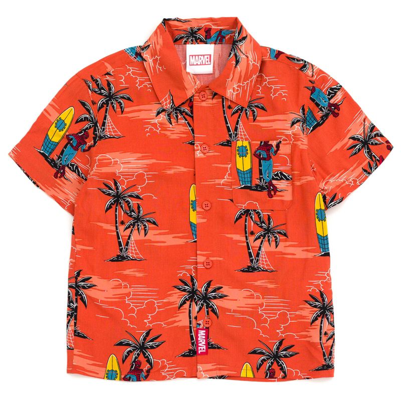 Marvel Spider-Man Hawaiian Matching Family Hawaiian Button Down Dress Shirt Toddler, 2 of 8
