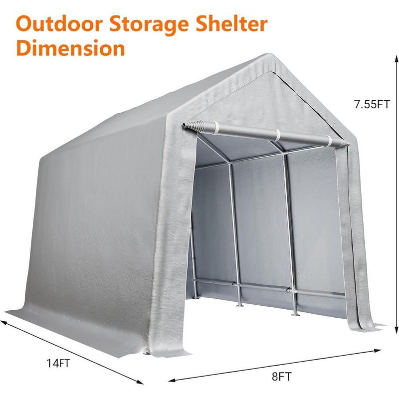 Outdoor Carport Storage Tent Garage Heavy Duty Shed Car Shelter Canopy, 2 of 7