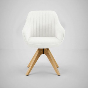 Art Leon Comfortable Fabric Swivel Accent Chair with Solid Oak Wood Legs - 1 of 3